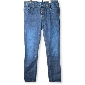 DSQUARED2 Womens Y2K 2000s Low-Rise Slim-Cut Denim Jeans in Dark Wash Size 40